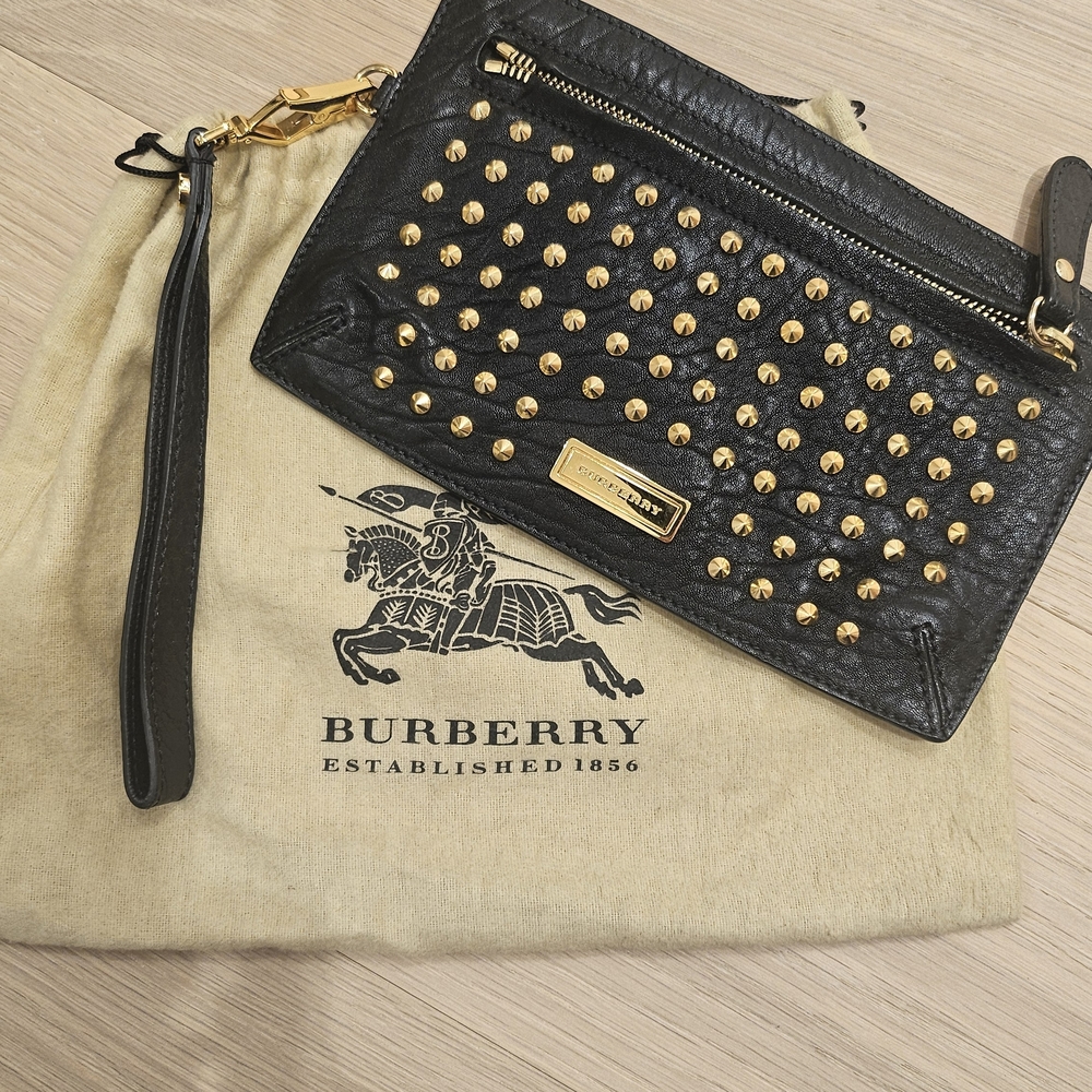 Burberry Black Clutch with Gold Studs